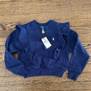 NWT Polo by Ralph Lauren Kids Navy Ruffle Sweatshirt size 6